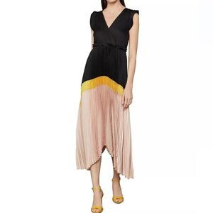 BCBGMAXAZRIA Pleated Satin Dress